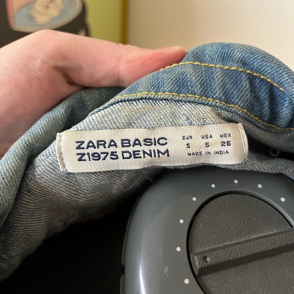 Zara sequin and bead embellished distressed denim jacket - Picture 3 of 6